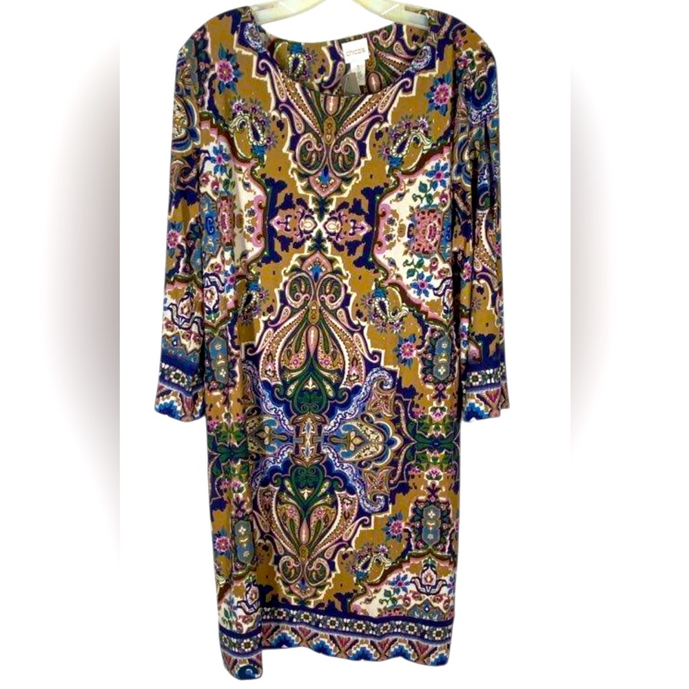 Chico’s (NWT) Paisley Print Short Dress; This is a Knee Length Dress.